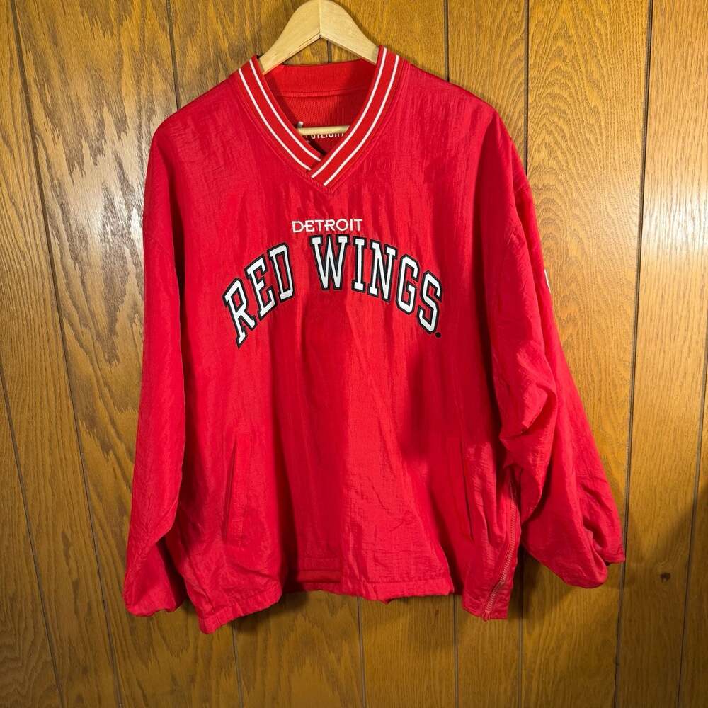 Vintage Spotlight Detroit Red Wings V-Neck Pullover Windbreaker Jacket